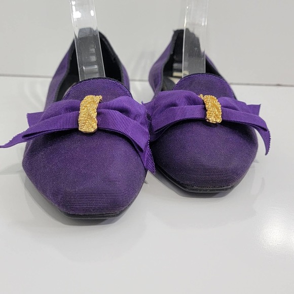 MOOTSIES TOOTSIES Gold Jeweled Bow Purple Skimmer Flats - Picture 6 of 13